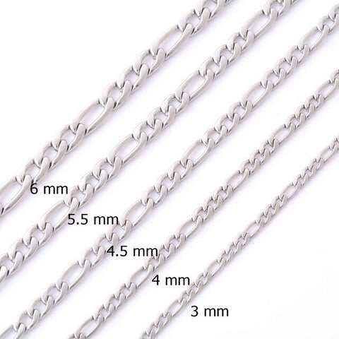 STAINLESS STEEL FIGARO CHAIN 22 in 3mm