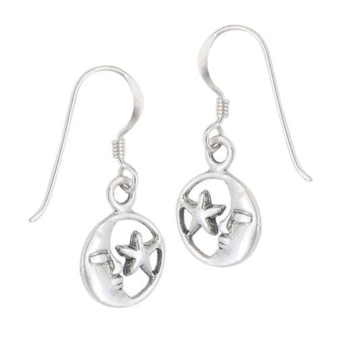 STERLING SILVER MOON AND STAR EARRINGS