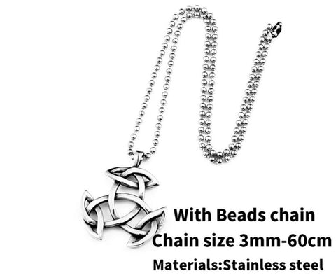 Celtic Open Triad Necklace(4 cm) with 60 cm stainless steel 3mm ball chain