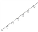 Stainless Steel 9.5 inch Charm Anklet with hearts with 2 in extender