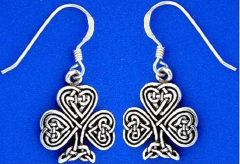 Pewter  Celtic Knot Shamrock Earrings