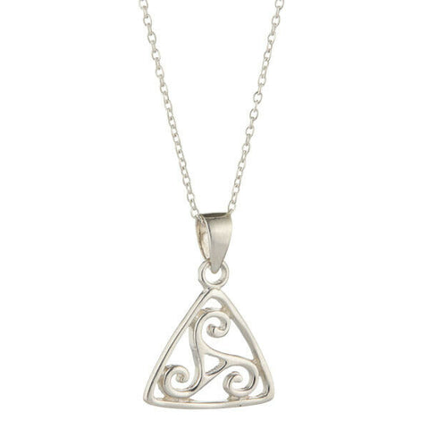 Irish Sterling Silver Triskele Necklace with  18 inch  chain