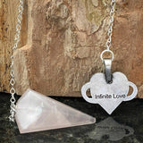 Celtic Pewter Infinite Heat Pendulum - Rose Quartz made in USA