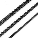 Men's Necklace Stainless Steel Chain Cuban Link Black Necklace 24 in 5 mm