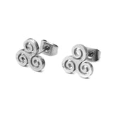 Celtic Stainless Steel Triskele Ear Studs  9mm x 9mm