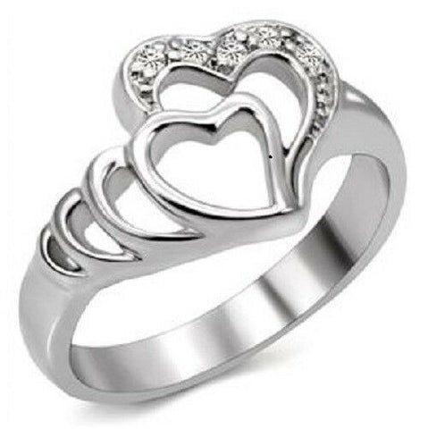 Stainless Steel Celtic Heart in Heart Ring SZ 6