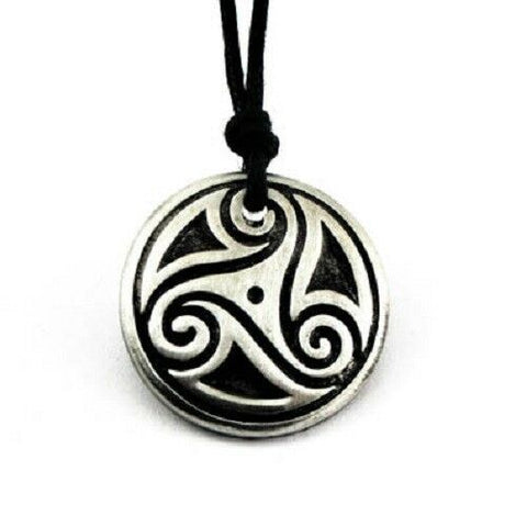 Irish Pewter Celtic Path of Life Pendant with Adjustable Black Cord