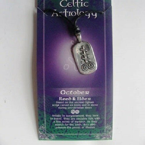 Irish Pewter Celtic Astrology Pendant - October - Reed and Elder