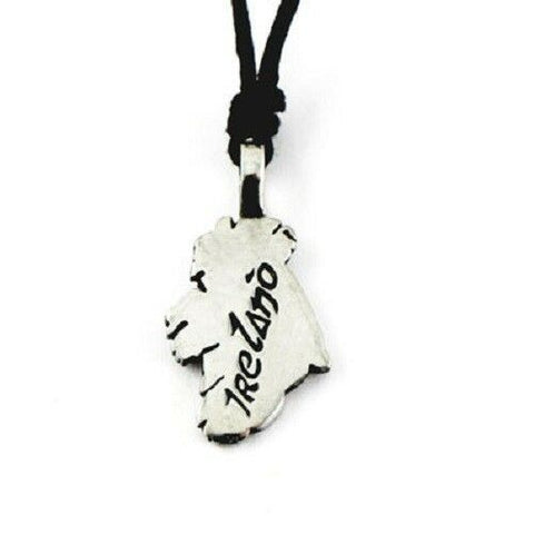 Irish Pewter Ireland Pendant with Adjustable Black Cord